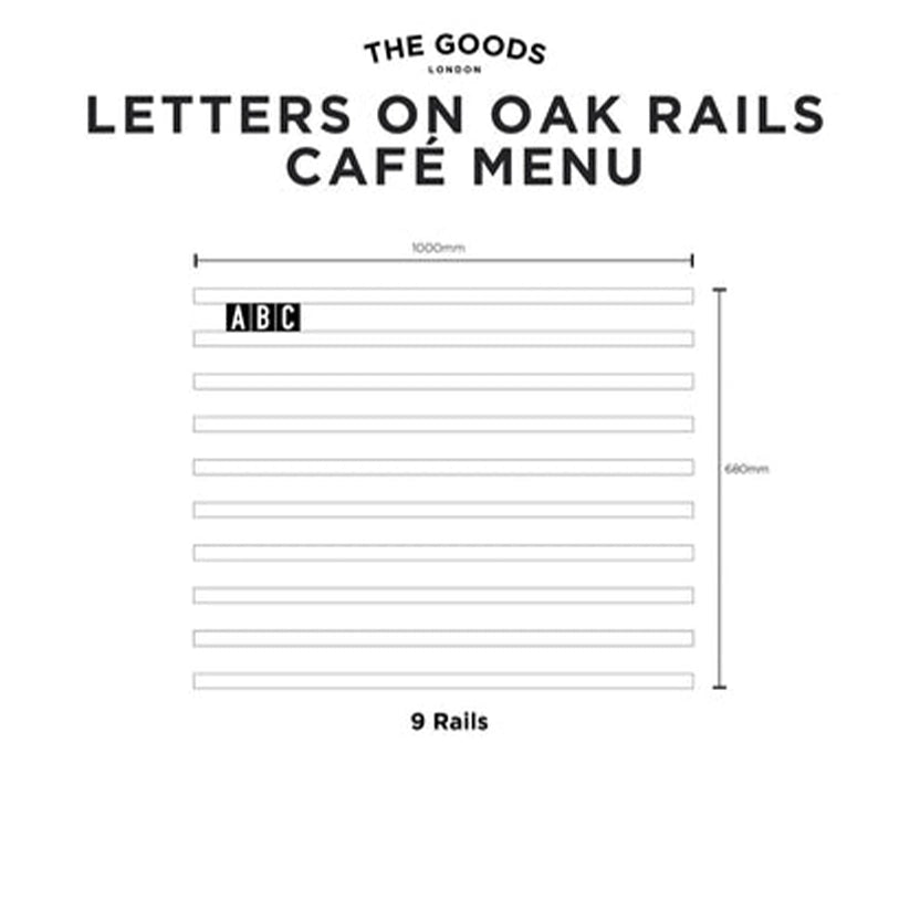 The Bloomsbury' - Café Menu - Black Letters on Oak Rails