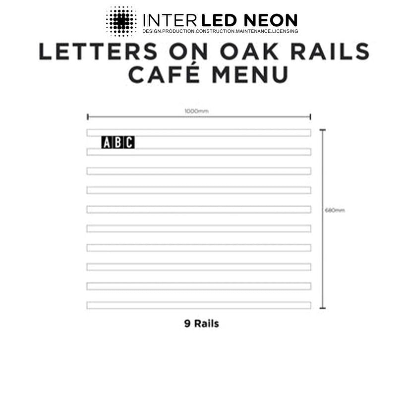 The Bloomsbury' - Café Menu - Black Letters on Oak Rails