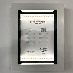 The Aldwych' - White Lockable Menu Display Case