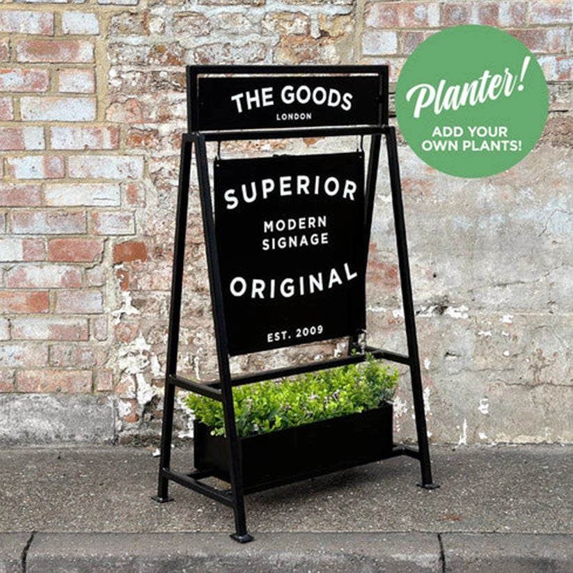 The Piccadilly' - 'A' board Sign Planter (Black)