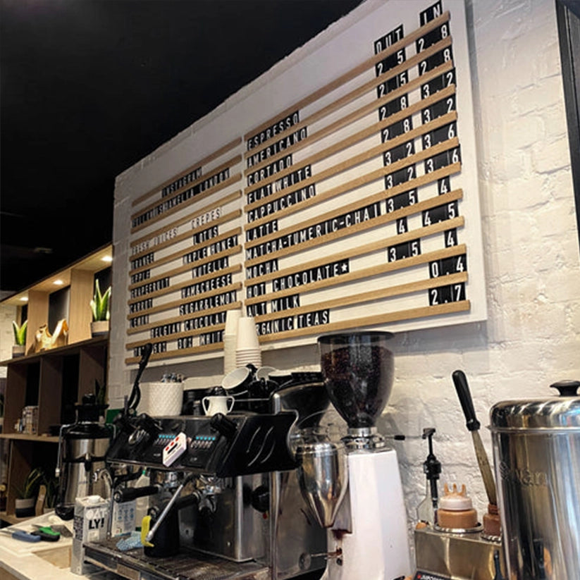 The Bloomsbury' - Café Menu - White Letters on Oak Rails Regular price