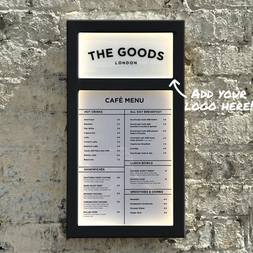 The Streatham' - Branded Black Exterior Menu Box