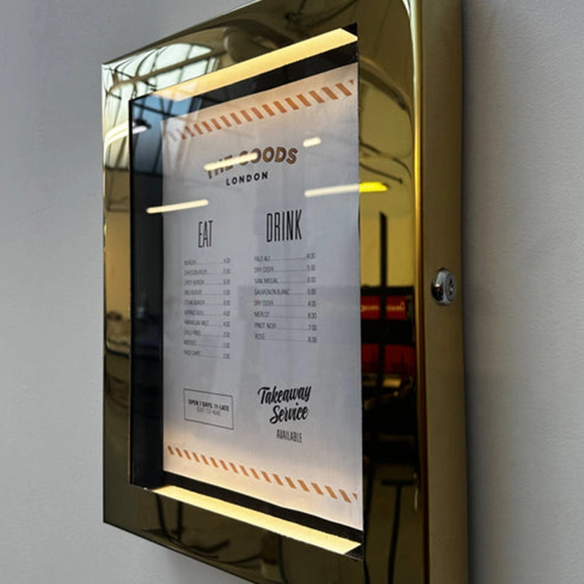 The Aldwych' - Lockable Brass Menu Case