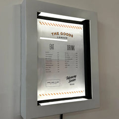 The Aldwych' - White Lockable Menu Display Case