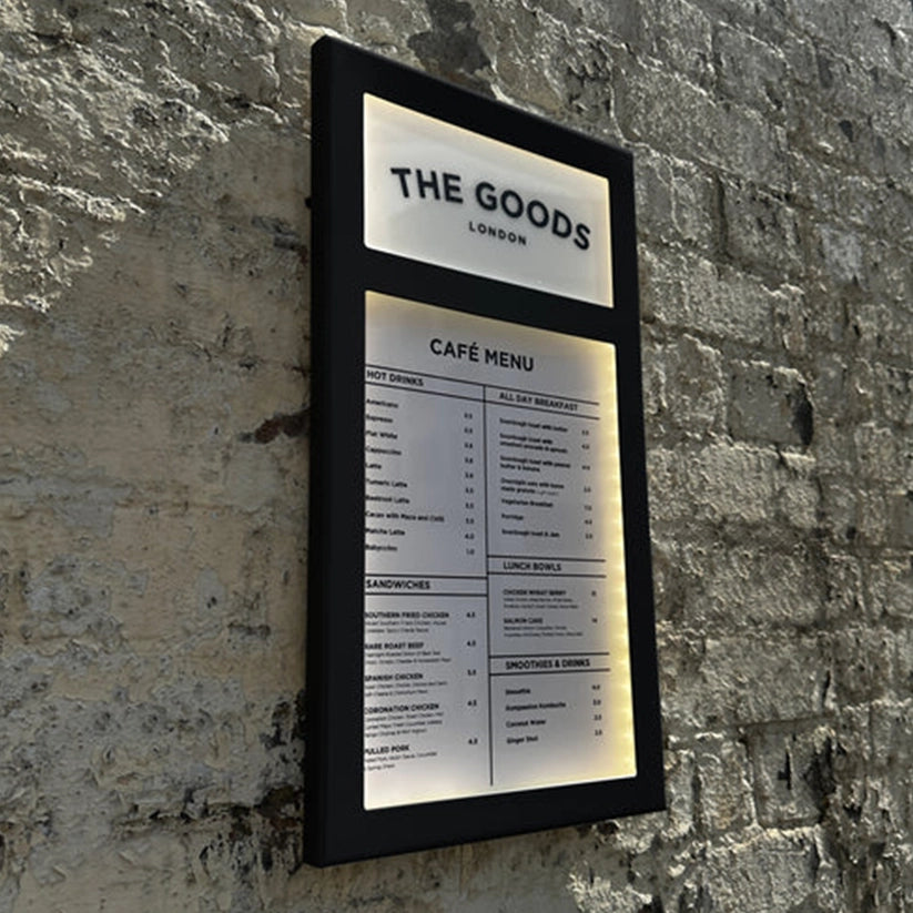 The Streatham' - Branded Black Exterior Menu Box