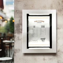 The Aldwych' - White Lockable Menu Display Case