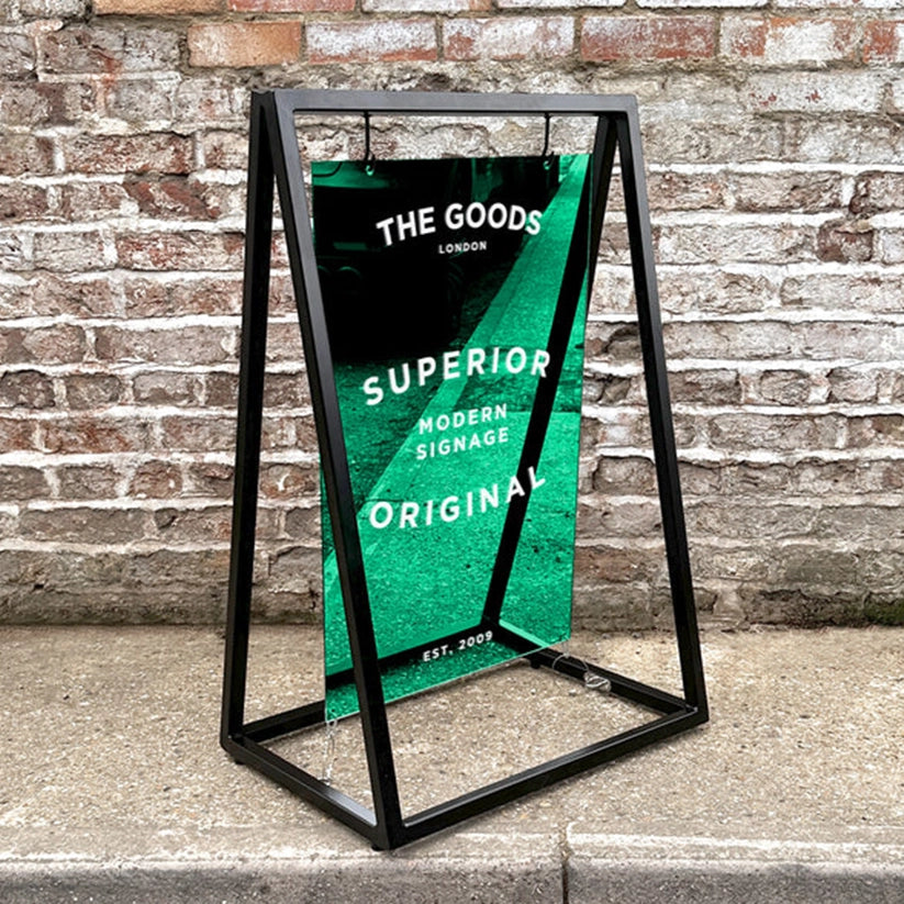 The Portobello' - Coloured Mirror 'A' Frame Sign – Stylish Reflective Pavement Sign for Shops & Cafés