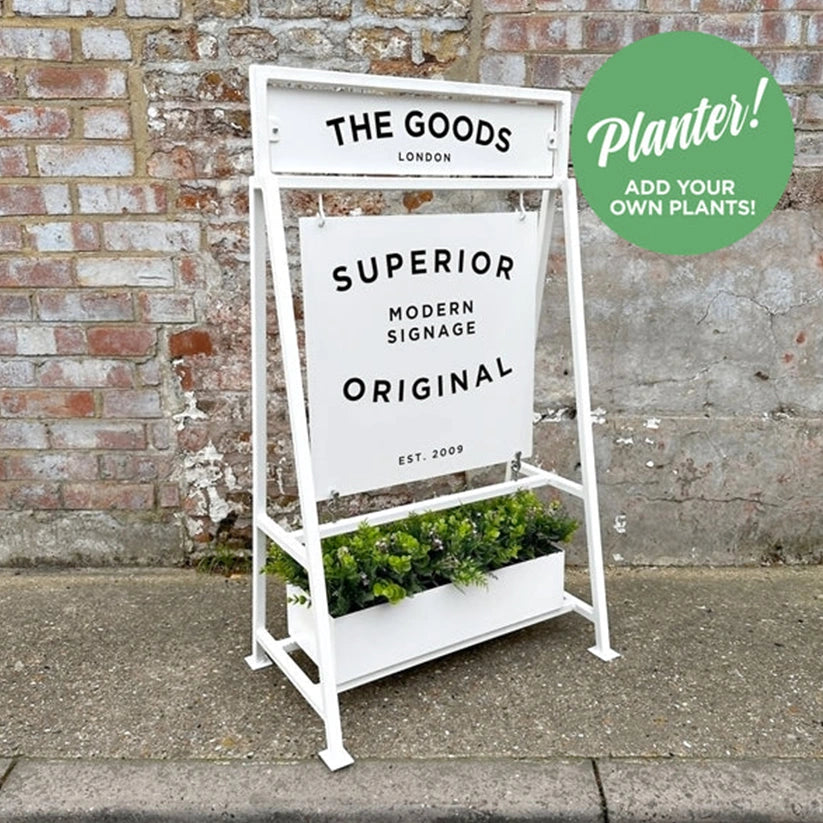 The Piccadilly' - 'A' board Sign Planter (White)