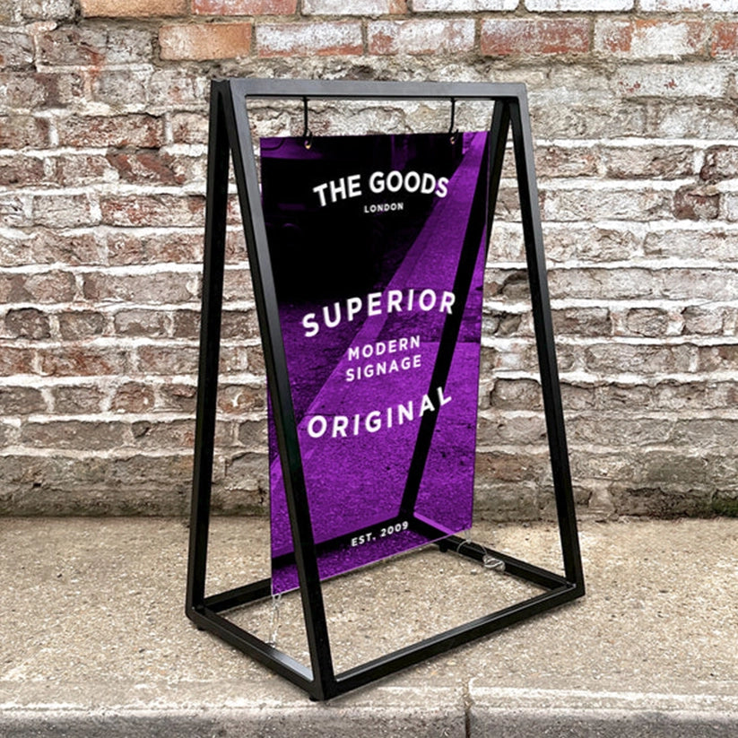 The Portobello' - Coloured Mirror 'A' Frame Sign – Stylish Reflective Pavement Sign for Shops & Cafés