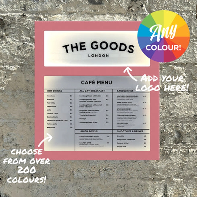 The Streatham' - Branded Exterior Menu Box - Any Colour! (A4 Landscape)