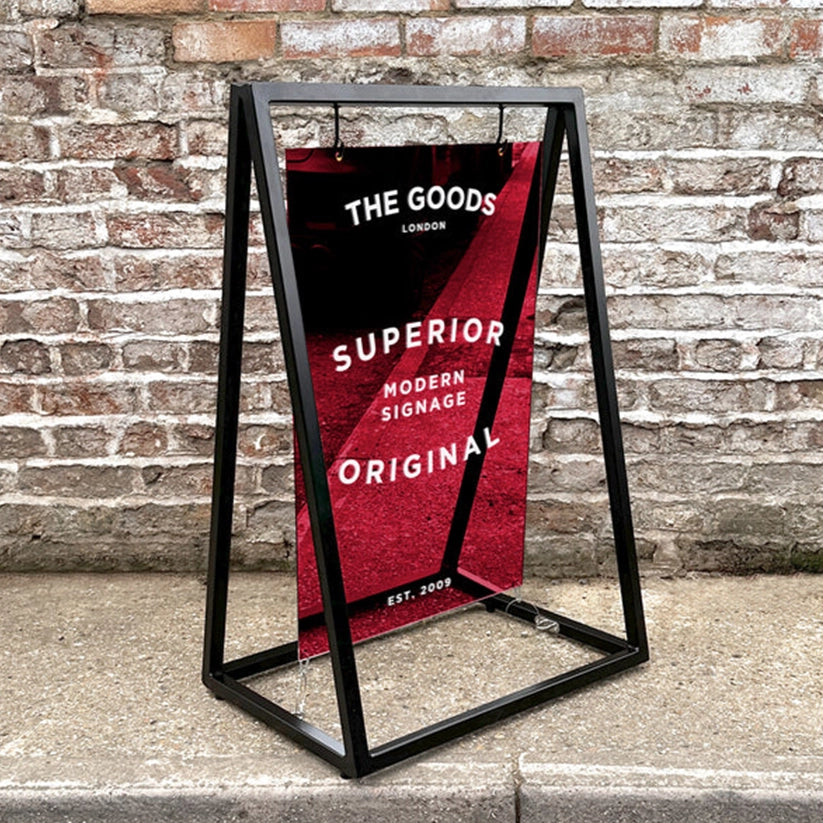 The Portobello' - Coloured Mirror 'A' Frame Sign – Stylish Reflective Pavement Sign for Shops & Cafés