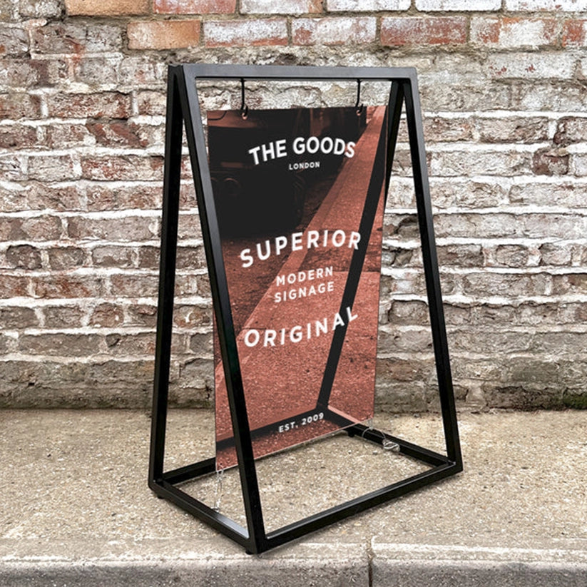 The Portobello' - Coloured Mirror 'A' Frame Sign – Stylish Reflective Pavement Sign for Shops & Cafés