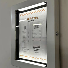 The Aldwych' - White Lockable Menu Display Case