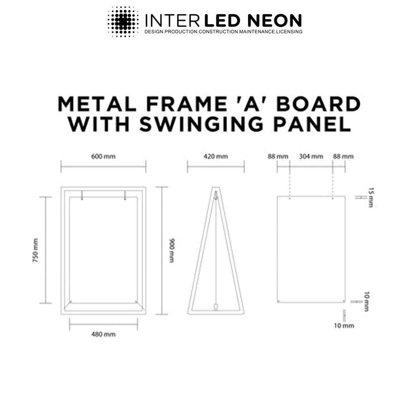The Soho' - A Board Sign Metal 'A' frame with swinging panel (Any Colour)