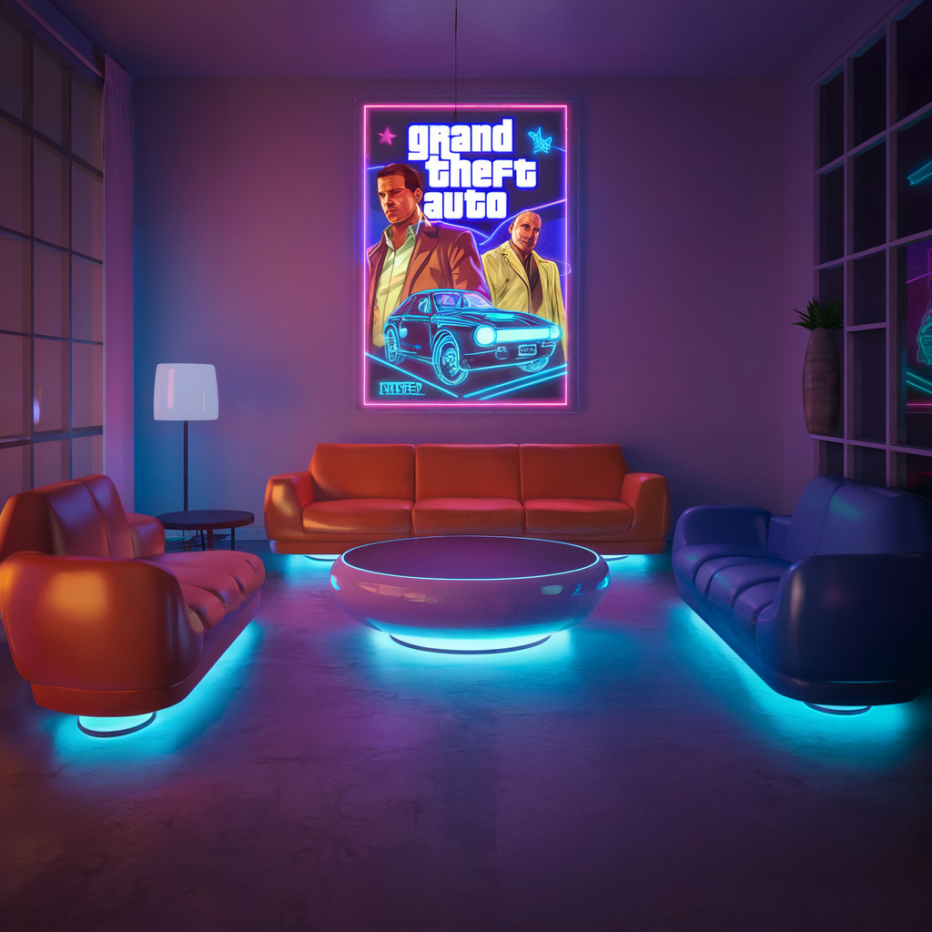 Grand Theft Auto VI UV LED Neon Sign - GTA 6 Wall Decor – Inter