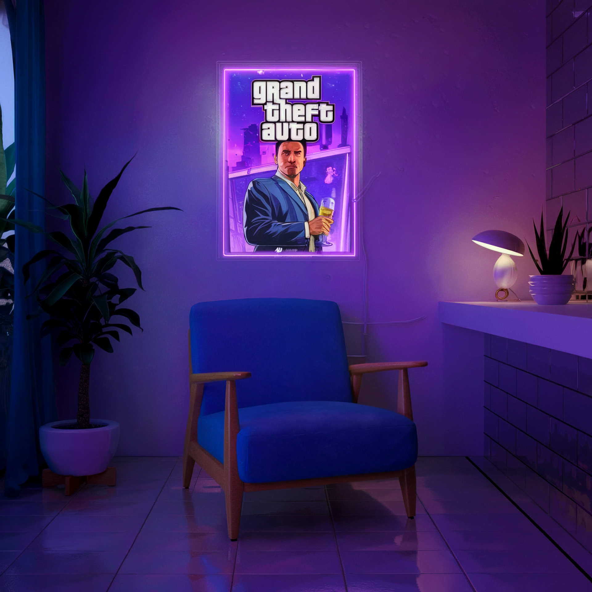 Grand Theft Auto VI UV LED Neon Sign - GTA 6 Wall Decor