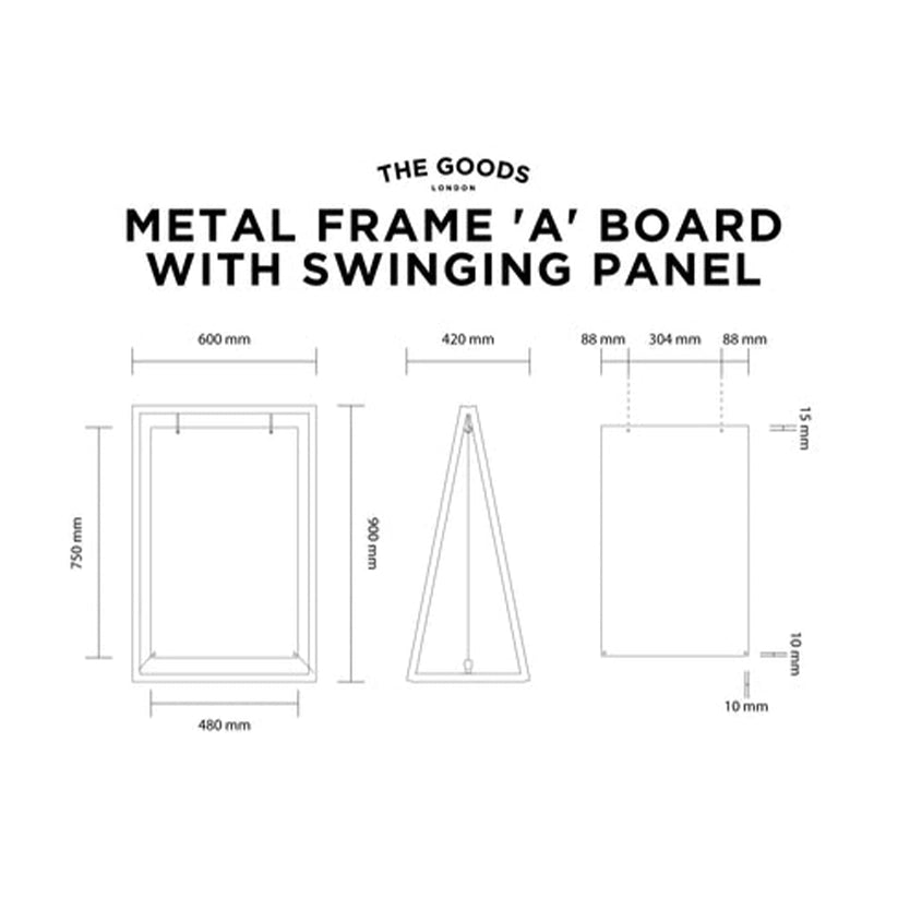 The Soho' - A Board Sign Metal 'A' frame with swinging panel (Any Colour)