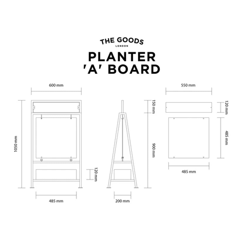 The Piccadilly' - 'A' board Sign Planter (White)