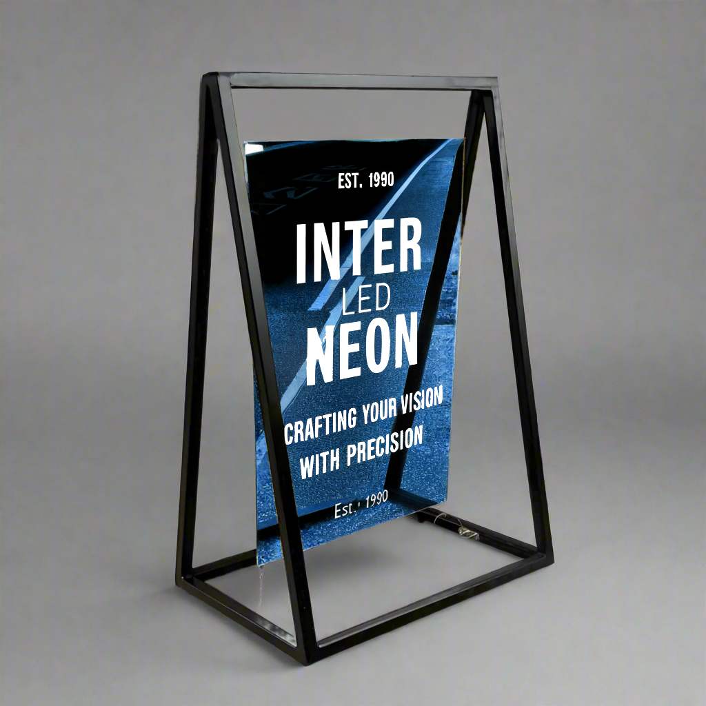 The Portobello' - Coloured Mirror 'A' Frame Sign – Stylish Reflective Pavement Sign for Shops & Cafés
