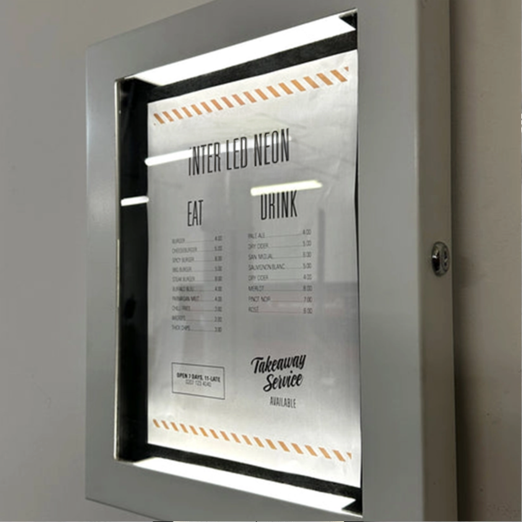 The Aldwych' - White Lockable Menu Display Case